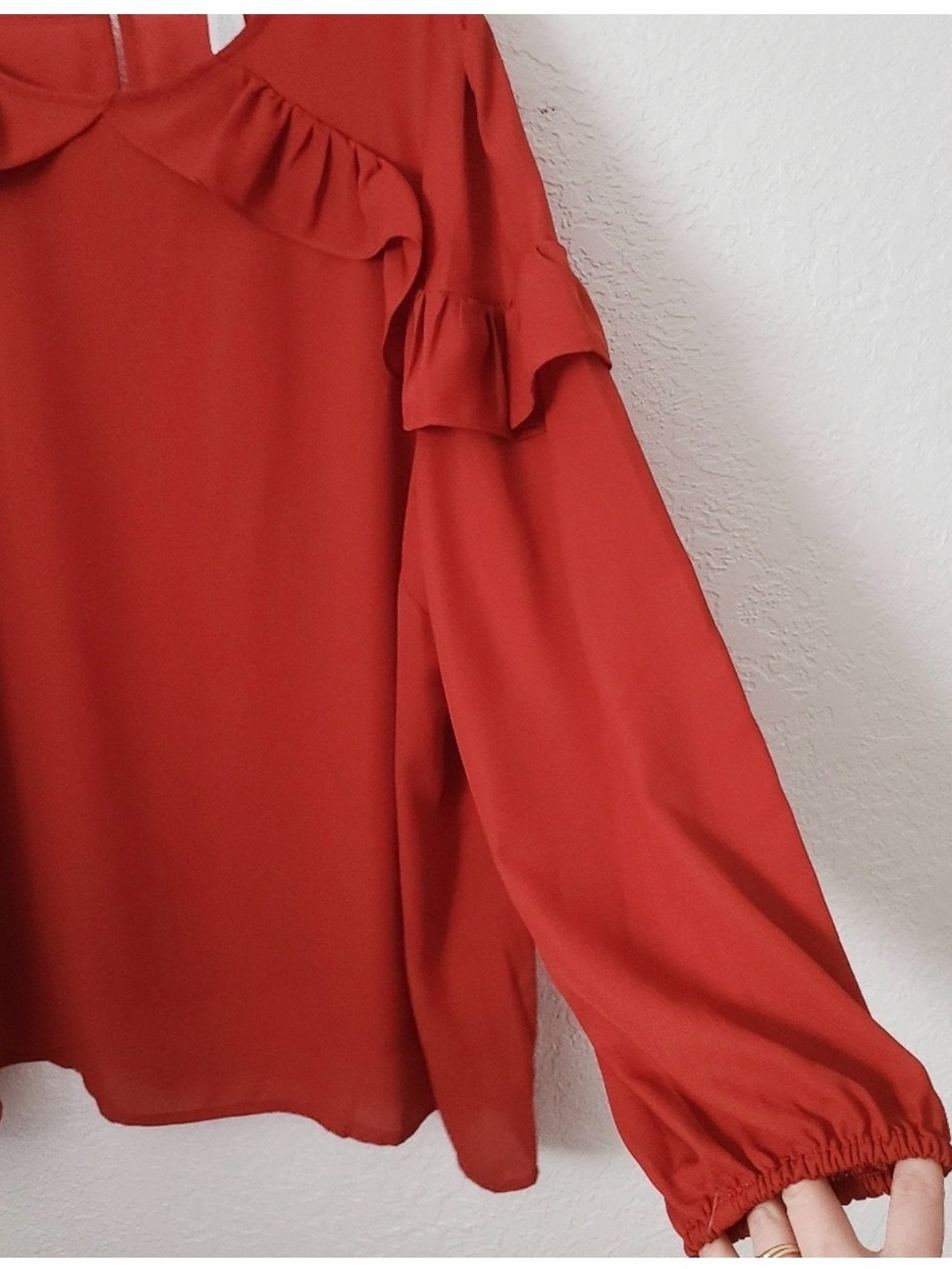 London Times NWT Rust RuffleBlouse - Picture 2 of 3